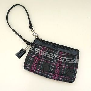 Coach Signature Plaid Poppy Wristlet
